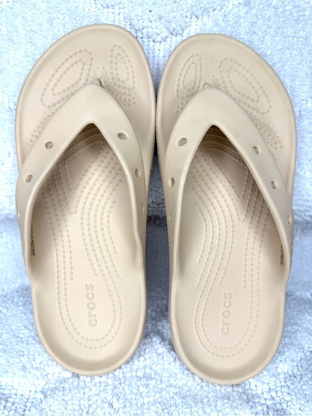CROCS Women’s Neutral Beige Foam Flip Sandals